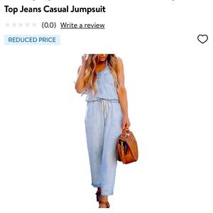 Top jeans casual chambray jumpsuit